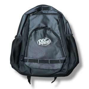Dr. Pepper Embroidered Backpack Black Grey School Travel Books Study Soda Pop